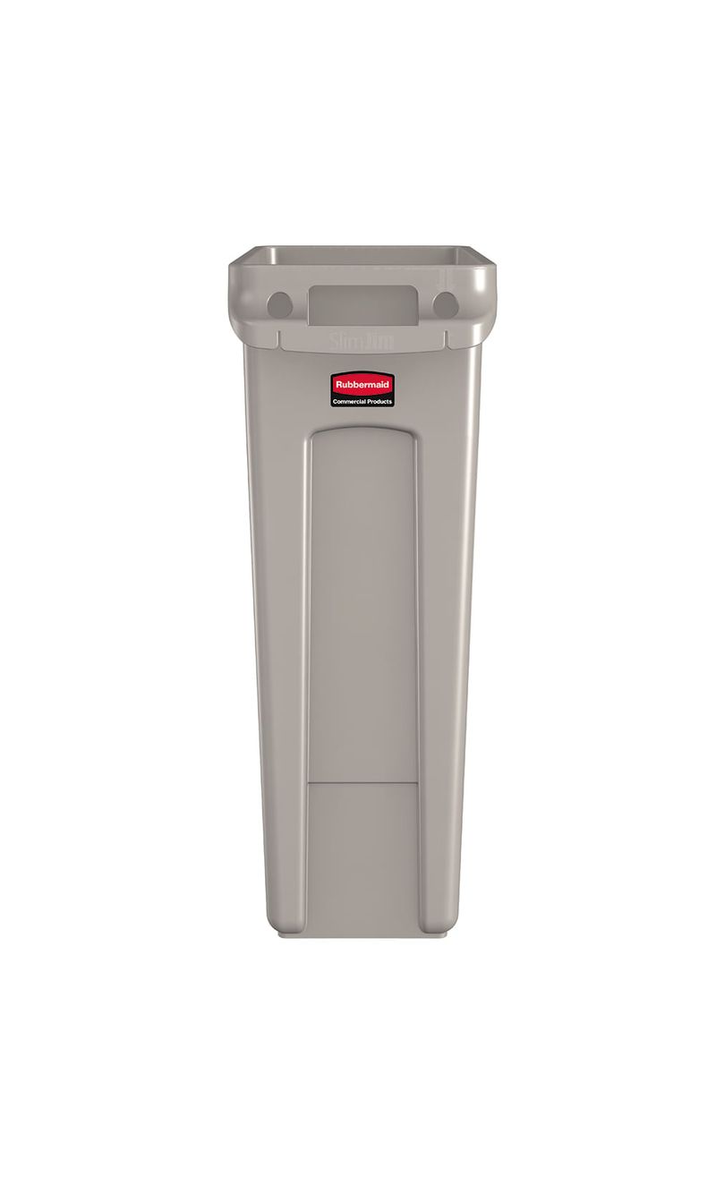 Contenedor-de-basura-SLIM-JIM--con-Canales-de-Ventilacion--Beige-87-Litros-Rubbermaid-Commercial-de-frente