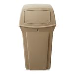 Contenedor-de-basura-Ranger-con-2-puertas-Beige-132-Litros-Rubbermaid-Commercial-de-frente