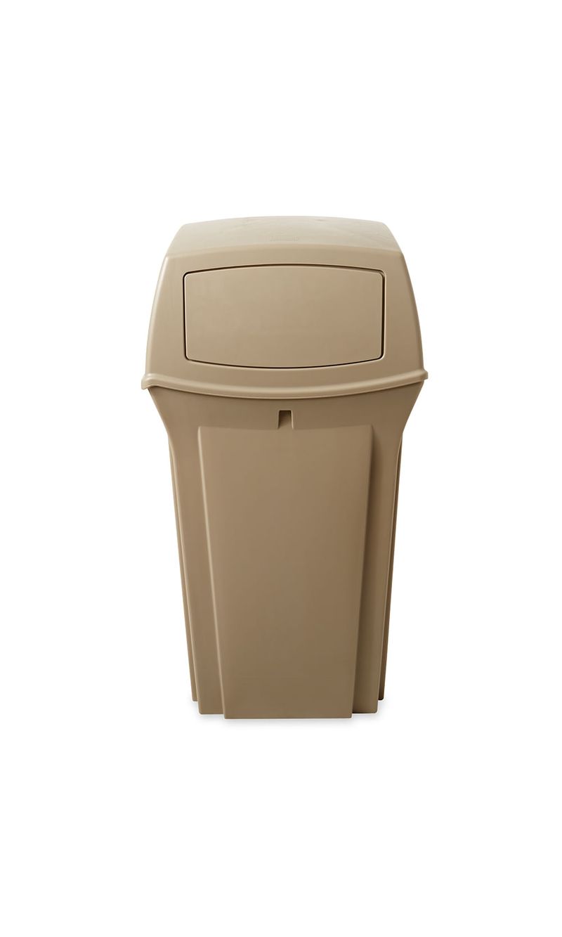 Contenedor-de-basura-Ranger-con-2-puertas-Beige-132-Litros-Rubbermaid-Commercial-de-frente