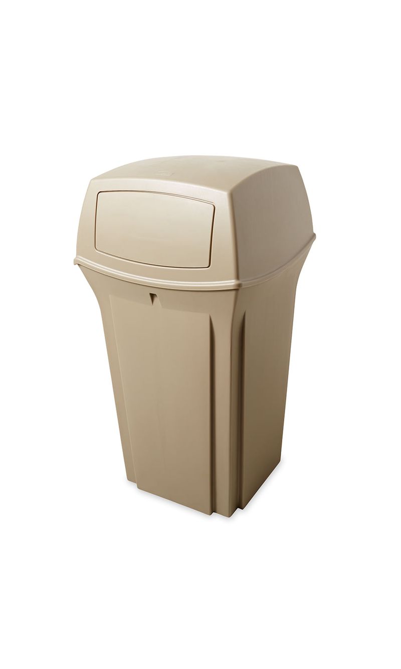 Contenedor-de-basura-Ranger-con-2-puertas-Beige-132-Litros-Rubbermaid-Commercial-en-diagonal